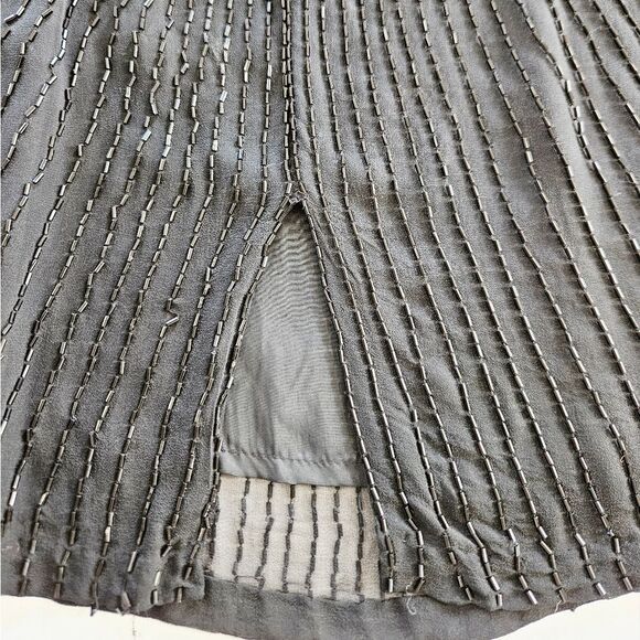 Vintage Cache 100% Silk Black Beaded Art Deco Wiggle '50s Style Flapper Dress 8 - Picture 11 of 14